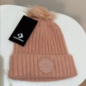 Converse Tan Knit Beanie with Pom